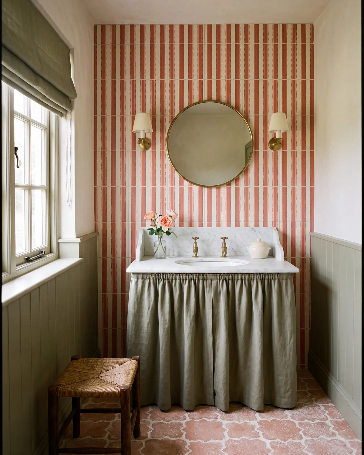 Pinetum Stripe Madder 20x20cm -Sanderson