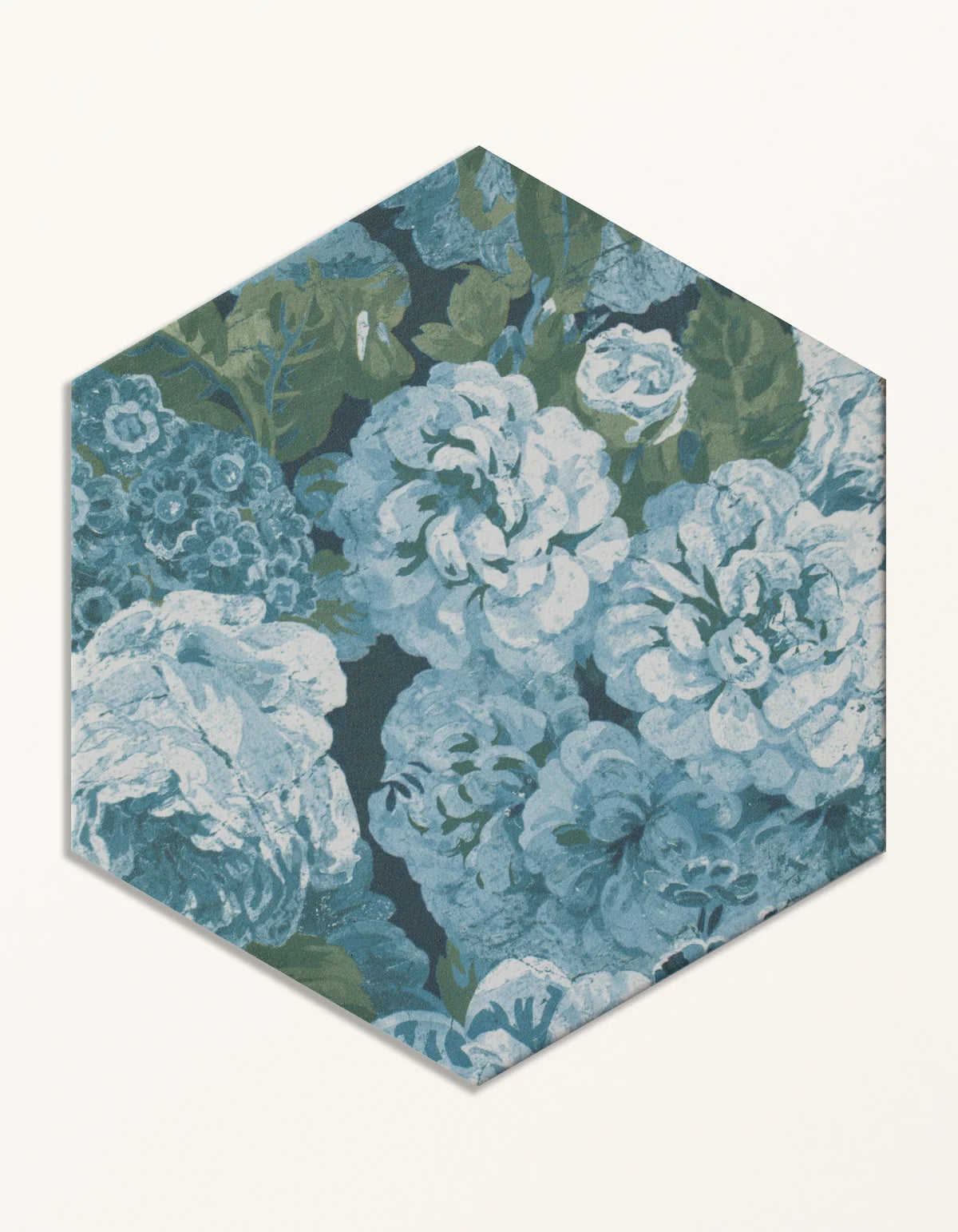 Very Rose & Peony Pottery Blue Hexagon -Sanderson
