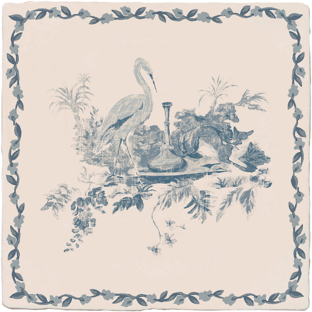 Aesop's Fables Pottery Blue The Fox & The Stork 13x13cm - Sanderson