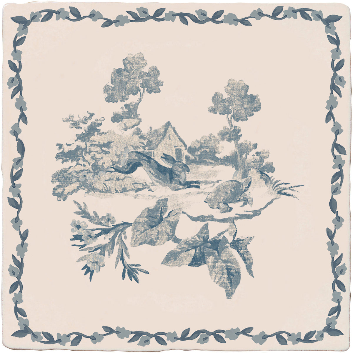 Aesop's Fables Pottery Blue The Tortoise & The Hare 13x13cm - Sanderson