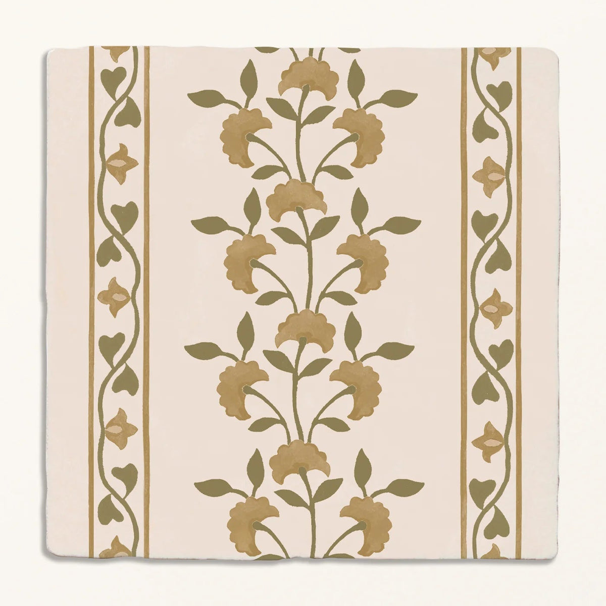 Anthos Pottery Ochre Border 13x13cm - Sanderson