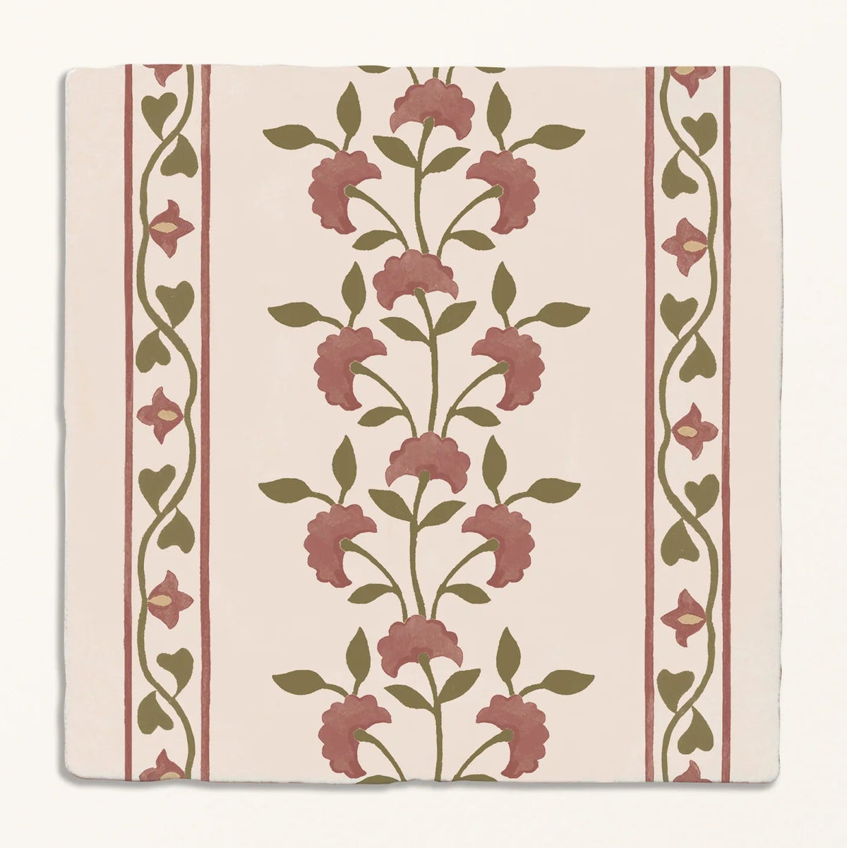 Anthos Pottery Pink Clay Border 13x13cm - Sanderson
