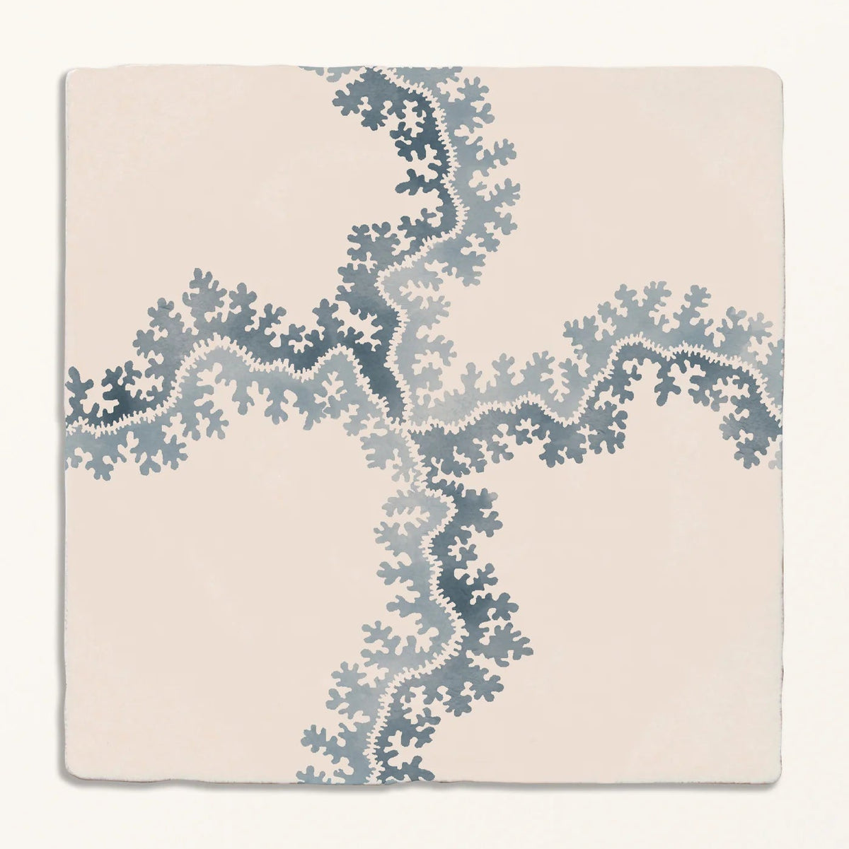 Oxbow Check Pottery Blue 13x13cm - Sanderson