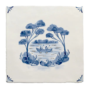 Wilderness Delft Canoeing with Gold 13x13cm