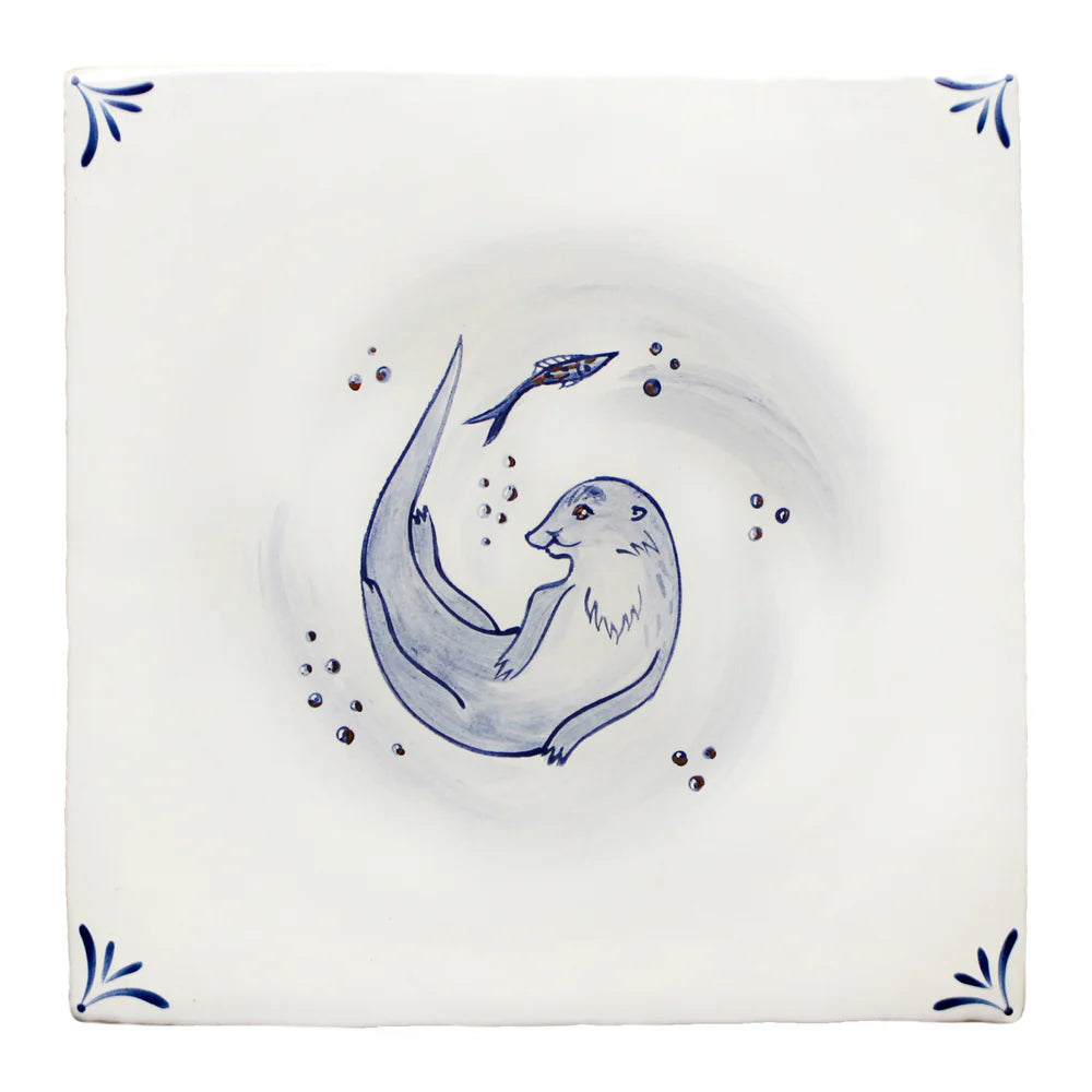 Wilderness Delft Otter with Gold 13x13cm