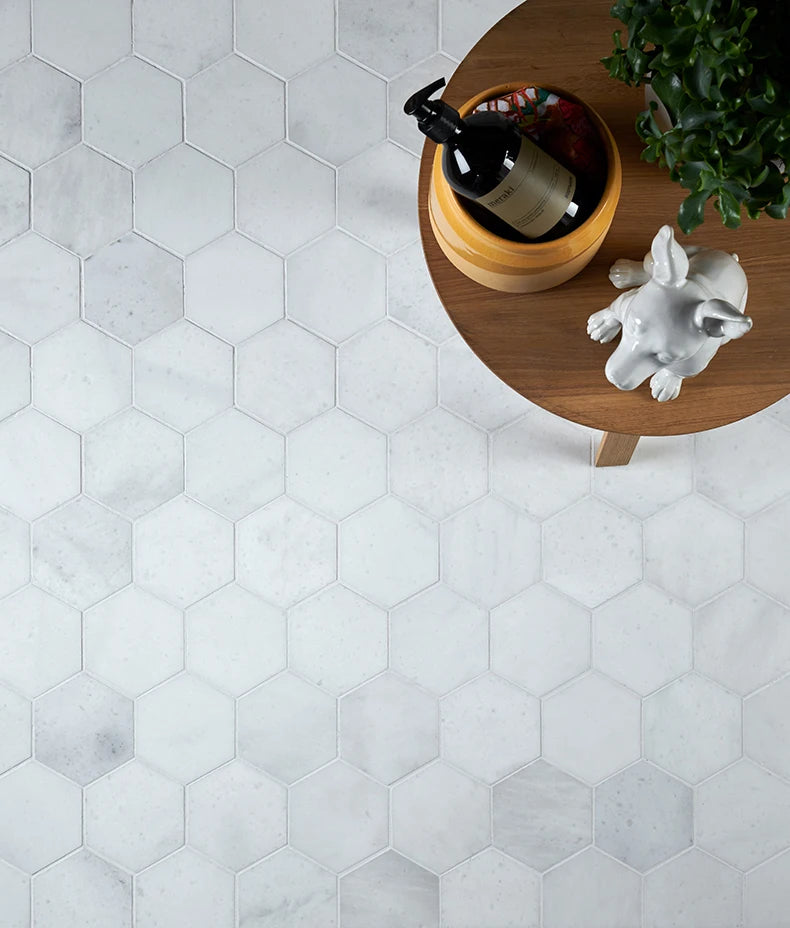 Long Island Large Hexagon Marble Mosaic 22.5x37cm