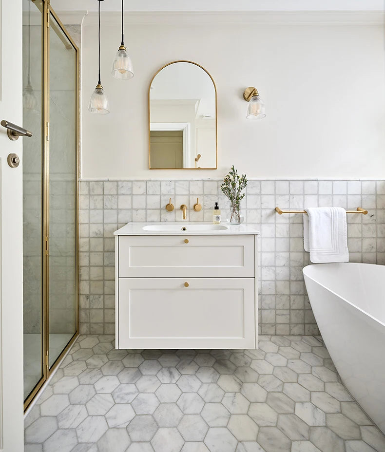 Long Island Large Hexagon Marble Mosaic 22.5x37cm