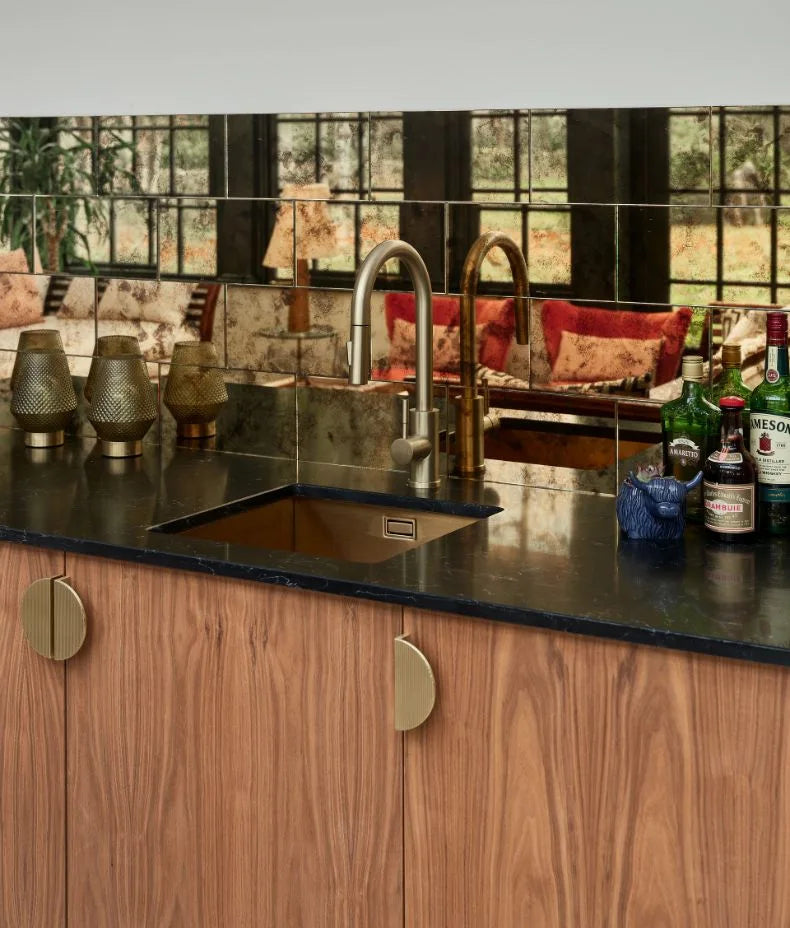 Rococo Glass Mirror Brass 15x30cm